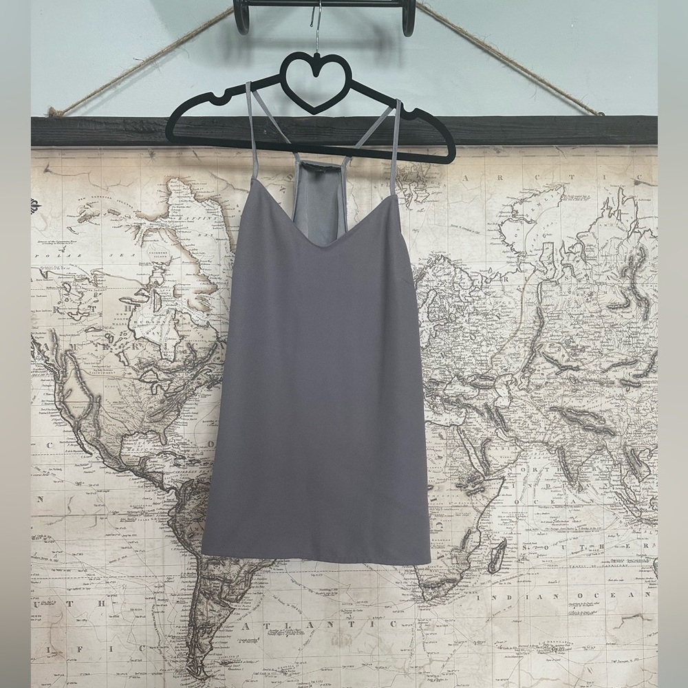 Banana Republic Gray Strappy Cami Tank Top | Size S | High Neck Racerback - Picture 16 of 16